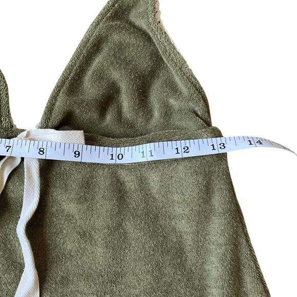 Lucky Brand Vtg Y2K Terry Cloth Swim Cover-up Dress Olive Green Halter Neck - Picture 7 of 16